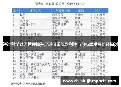 通过科学财务管理提升足球俱乐部盈利性与可持续发展路径探讨